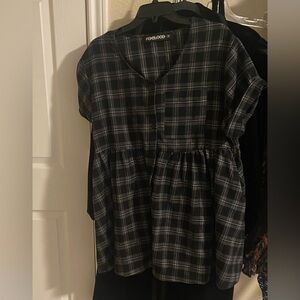Plaid Button-Up Dress